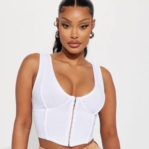 Fashion Nova White Zip-Up Tank Top